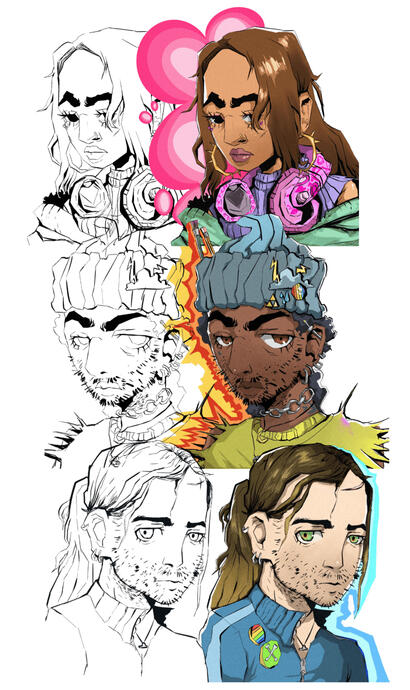 bluee character design. / digital