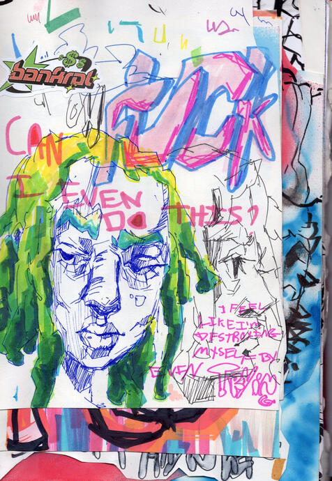 im losing. / ink and marker